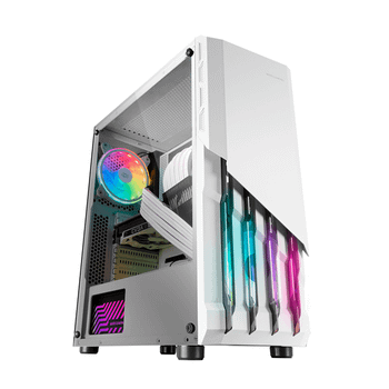 CAJA ATX SEMITORRE MARS GAMING MC-X2 WHITE FRONTAL EN ACERO VENTILADORES FRGB SIN FUENTE DE ALIMENTACION