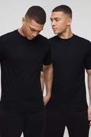 pack de 2 camisetas basicas con cuello de caja negro