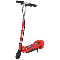 homcom patinete electrico nino 7-14 anos plegable manillar ajustable 12kmh bateria recargable 12v monopatin 120w carga 50kg rojo   aosom espana