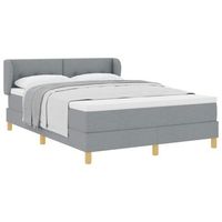 cama tipo box spring con cabecera gris claro 140 x 190 cm tela vidaxl