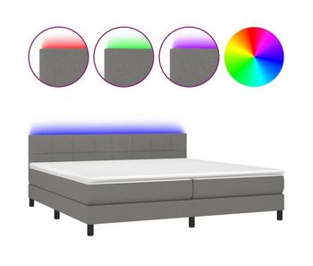 Cama box spring colchón y luces led tela gris claro 200x200 cm bloques con cuadros