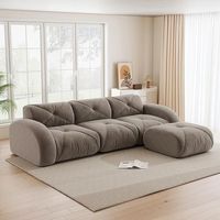 sofa esquina l modular 3 plazas con reposapies y base antideslizante marron sin montaje requerido