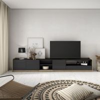 mueble tv efecto madera negro y roble 310x37x50cm