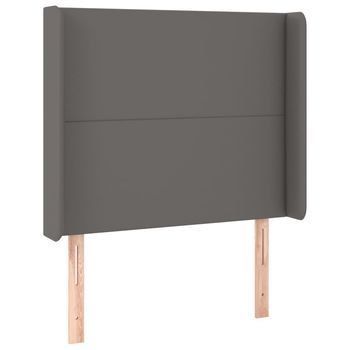 Cabecero Con Orejas Cuero Sintético Gris 103x16x118/128cm