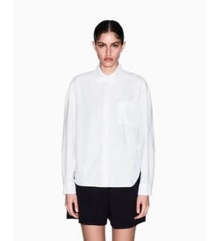 A|X Armani Exchange para mujer. XW001423AF16624U0002 Camisa Oxford corta de algodón blanco (M), Casual, Clásico, Manga larga