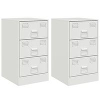 pack 2 uds mesitas de noche  mesa auxiliar  mesilla acero blanco 345x39x62 cm
