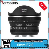 7artisans 6mm f20 aps-c lente ojo de pez ultra ancha gran apertura enfoque manual lente de camara principal compatible con sony a7s canon r6