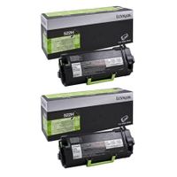original multipack lexmark ms810dn printer toner cartridges 2 pack -52d2h0e
