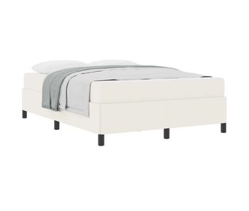 Estructura de cama doble matrimonial con colchón crema 140 x 190 cm tela