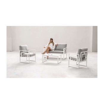 Conjunto Terraza Jardín Aluminio Moderno Con Sofá Y Mesa