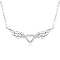 cadena corazon alado de plata 925 con circonita cubica