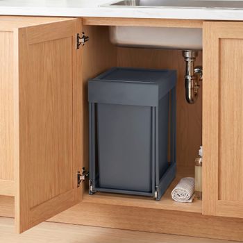 Papelera de cocina extraíble 20 l de acero gris