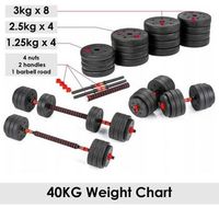 set de mancuernas ajustables 2 en 1 con barras para musculacion - multifuncional 40kg