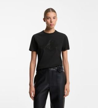 HUGO para mujer. 50570932 Camiseta Damacia negro (S), Casual, Algodón, Manga corta