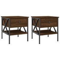 pack 2 uds mesitas noche  mesa auxiliar  mesilla madera ingenieria marron roble 40x42x45 cm