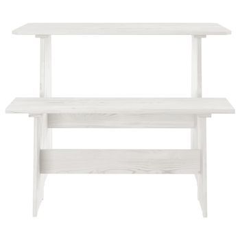 Mesa De Comedor | Mesa De Cena Con Banco Reine Madera Maciza De Pino Blanco
