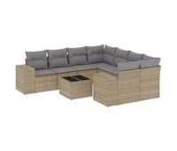 vidaxl set de sofas de jardin 9 pzas con cojines ratan sintetico beige