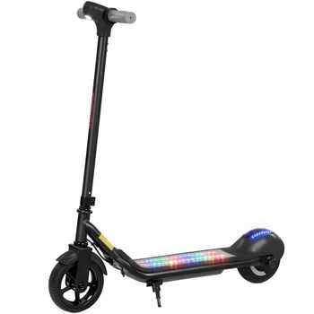 SPORTNOW Patinete eléctrico niños 6-14 años, pantalla LED, luces RGB, neumáticos 16,5 cm, velocidad 10 km/h, arranque por empuje, negro
