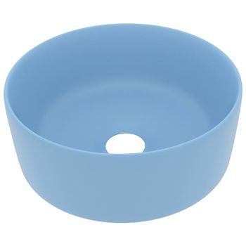 Lavabo De Baño Moderno | Lavabo De Lujo Redondo Cerámica Azul Claro Mate 40x15 Cm