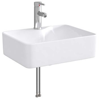 Lavabo De Baño Con Grifo Y Desagüe Cromado 48,5 X 37,5 X 13 Cm Vidaxl