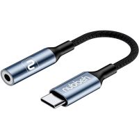 nubbeh metal soul adaptador digital usb-c a mini jack 35mm gris metal nylon
