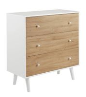 comoda 3 cajones estilo nordico blanco y roble