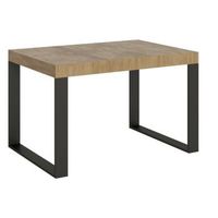 mesa moderna extensible de 4 a 10 plazas l 130 a 234 cm madera clara y patas de metal antracita tiroz