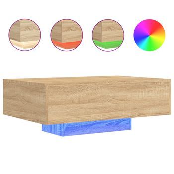 Mesa De Centro Con Luces Led Roble Sonoma 85x55x31 Cm Vidaxl