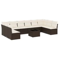set de sofas de jardin 11 piezas cojines ratan sintetico marron