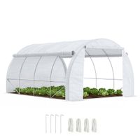 outsunny invernadero de tunel 4x3x2 m con estructura de acero cubierta pe invernadero jardin con puerta y laterales enrollables   aosom espana