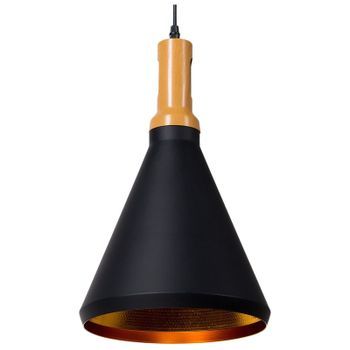 Lámpara De Techo Metal Negro Dorado 189 Cm Pantalla Bicolor Industrial Acabado Mate Moderno Mackenzie