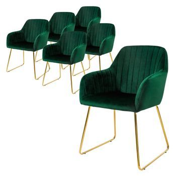 Juego 6 Sillas De Comedor Con Patas Doradas Ml-design