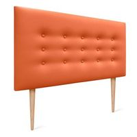 dhome cabecero de polipiel con 3 hileras de botones y patas cabezal tapizado cama lujo naranja 90cm