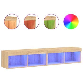Muebles De Tv Con Luces Led 2 Uds Roble Sonoma 80x30x30 Cm Vidaxl