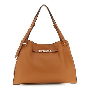 shopper efecto piel de grano grueso con detalle de lettering tan