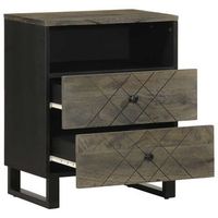 mesita de noche  mesilla de noche negra 50x33x62 cm madera maciza mango