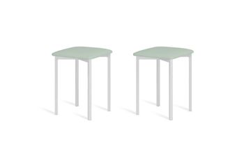 Pack 2 taburetes 45 cm  asiento verde estructura blanco