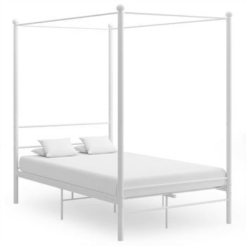 Estructura De Cama Con Dosel Sin Colchón Metal Blanco 140x200cm Vidaxl