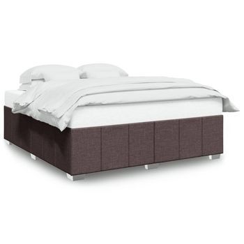 Cama Sin Colchón Tela Marrón Oscuro 200x200 Cm Vidaxl