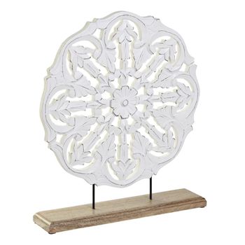 Mandala de sobremesa calado de madera blanca 40x46 cm