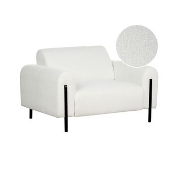 Sillón De Estilo Moderno Tapizado En Bouclé Con Respaldo Ajustable En Color Blanco Con Patas De Metal Askim