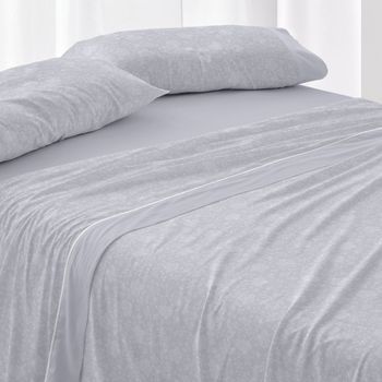 Juego De Sábanas Burrito Blanco Cama De 90 Cm Franela Color Azul