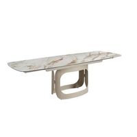 mesa comedor extensible ovalada marmol porcelanico arena o180x90x76