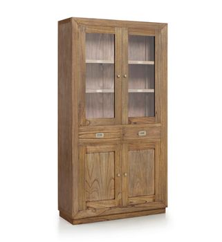 Vitrina de madera de mindi beige alt. 190 cm