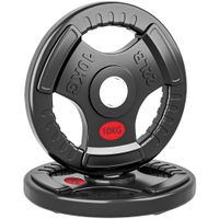 sportnow discos pesas olimpicos agujero o50 mm 2x10 kg con anillo interior de acero triple agarre para mancuernas y barras negro