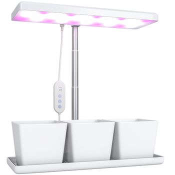 Outsunny Luz de Crecimiento de Espectro Completo 30 LED Ajustable en Altura con Temporizador Automático 5 de Brillo y 3 Cajas
