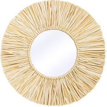 Espejo De Pared - Diseño Redondo Boho Bali (60 Cm) - Grel Madera Natural