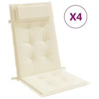 cojines de silla respaldo alto 4 uds tela oxford color crema vidaxl