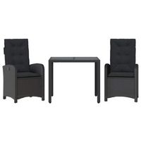 set comedor de jardin 3 piezas  mueble de jardin con cojines ratan sintetico negro