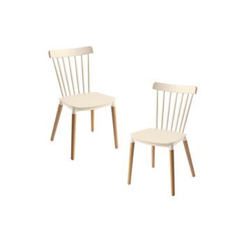 Pack 2 Sillas Leka De Polipropileno 82*44*54 Cm - Beige